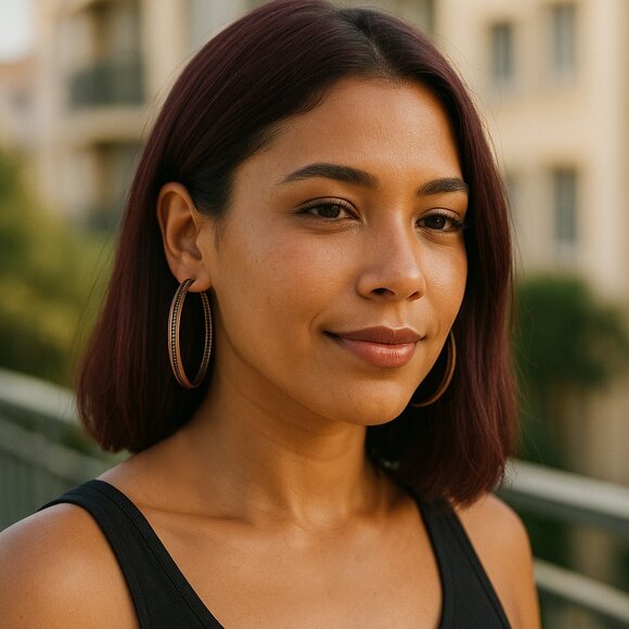 Vintage Large Copper Hoop Earrings Brutalist Statement Filigree Southwestern - Picture 2 of 10